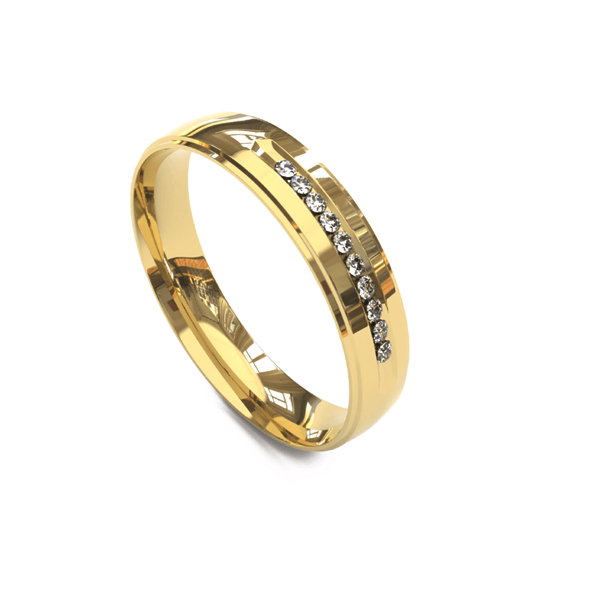 Aliança de Casamento em Ouro 10k com Zircônia - AS1478